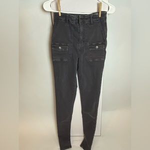 American Eagle, Size 4 Long, Black Cargo, Skinny Stretch, Women’s Jeans